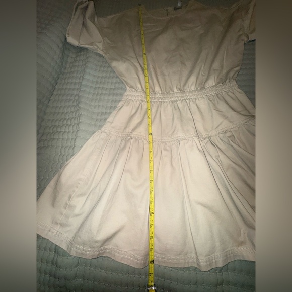 ASOS DESIGN tan Casual Cotton Gathered Waist Tiered Mini Dress. Size 8 NWOT - Picture 8 of 12